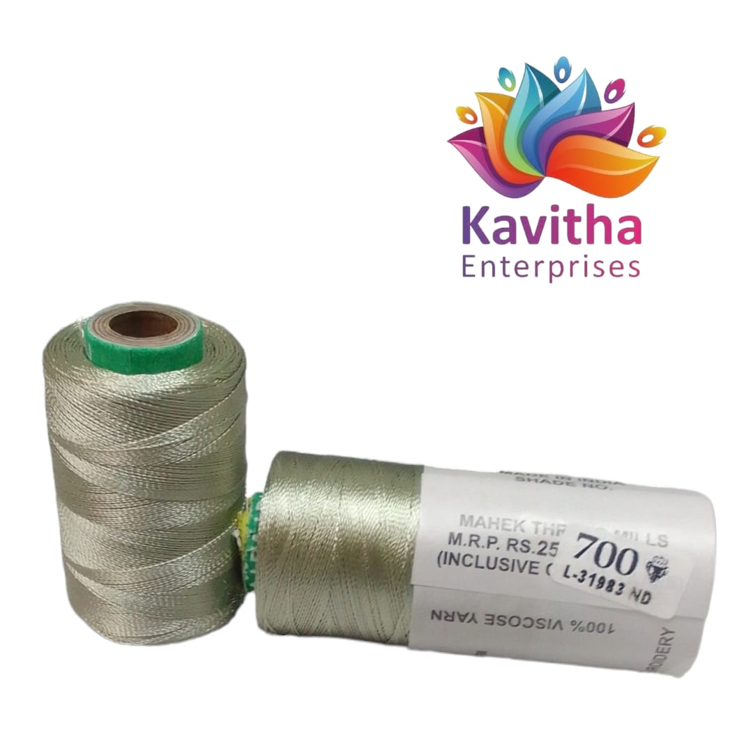 RAJ Company Silk Threads For Embroidery ,Saree tassels, craft - 1 Tube (800 meters, 20 Gram) Silver Colour Shade No.700