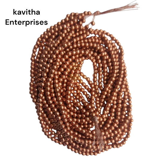 Copper colour Bunch beads for Aari work , Size 2mm, 3mm, 4mm,( pack of 1 bunch 12 lines)