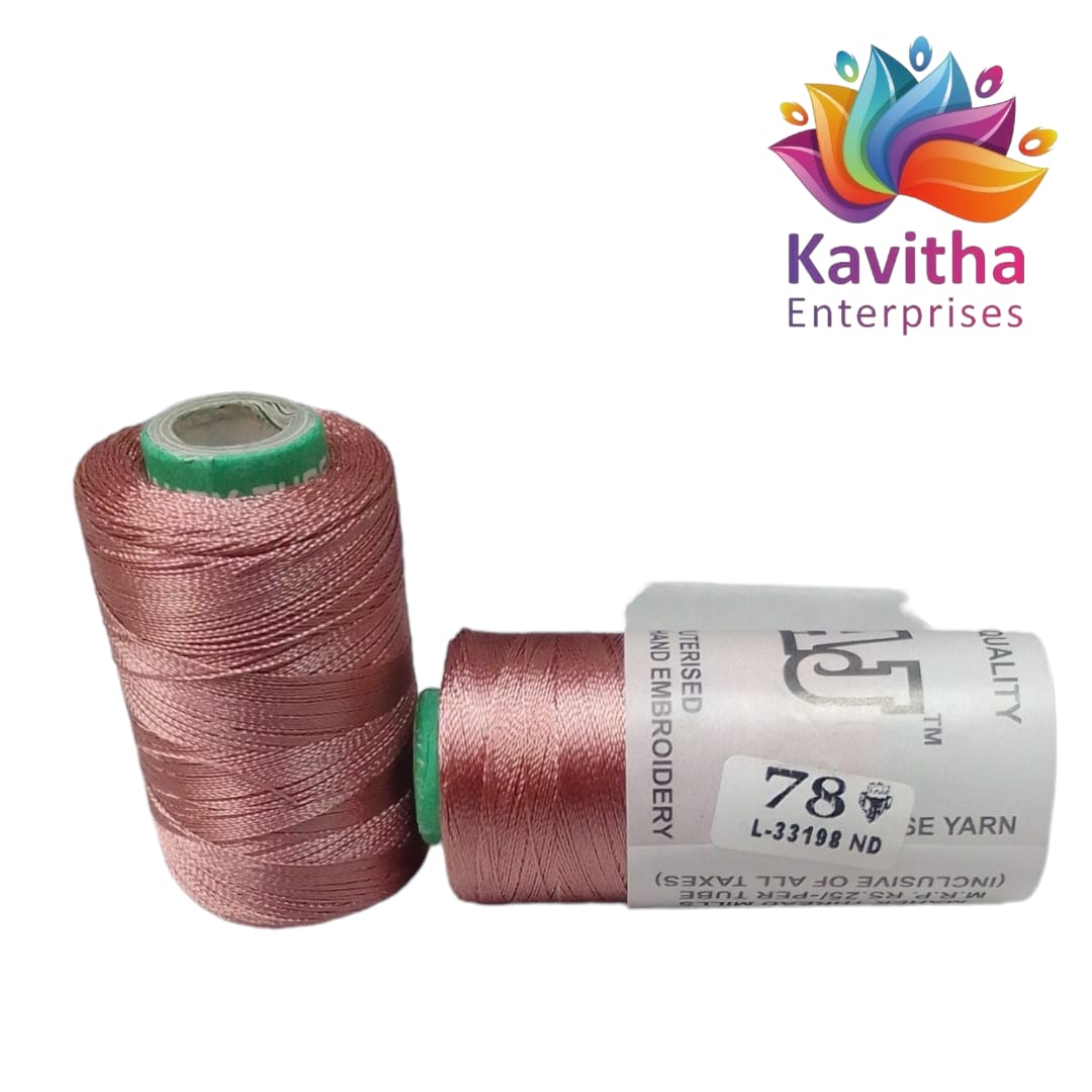 RAJ Company Silk Threads For Embroidery ,Saree tassels, craft - 1 Tube (800 meters, 20 Gram) Onion Colour Shade No.78