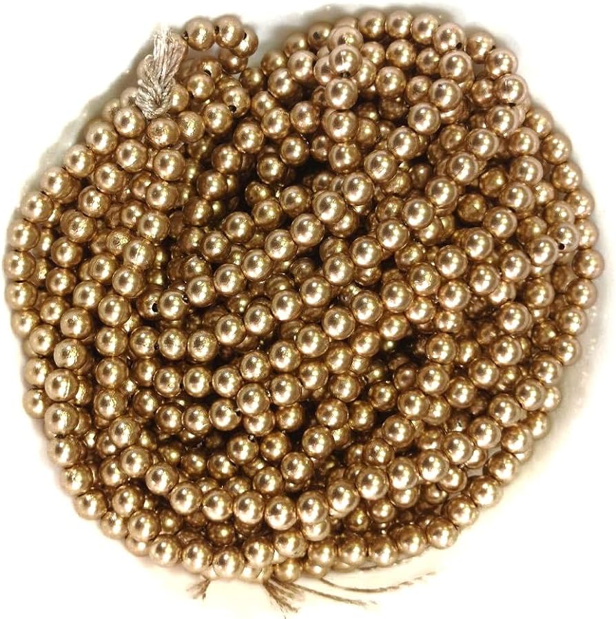 5mm Antique Gold Beads Aari ,Embroidery, Saree Tessles and etc (Pack of 1 Bunch 12 Lines)