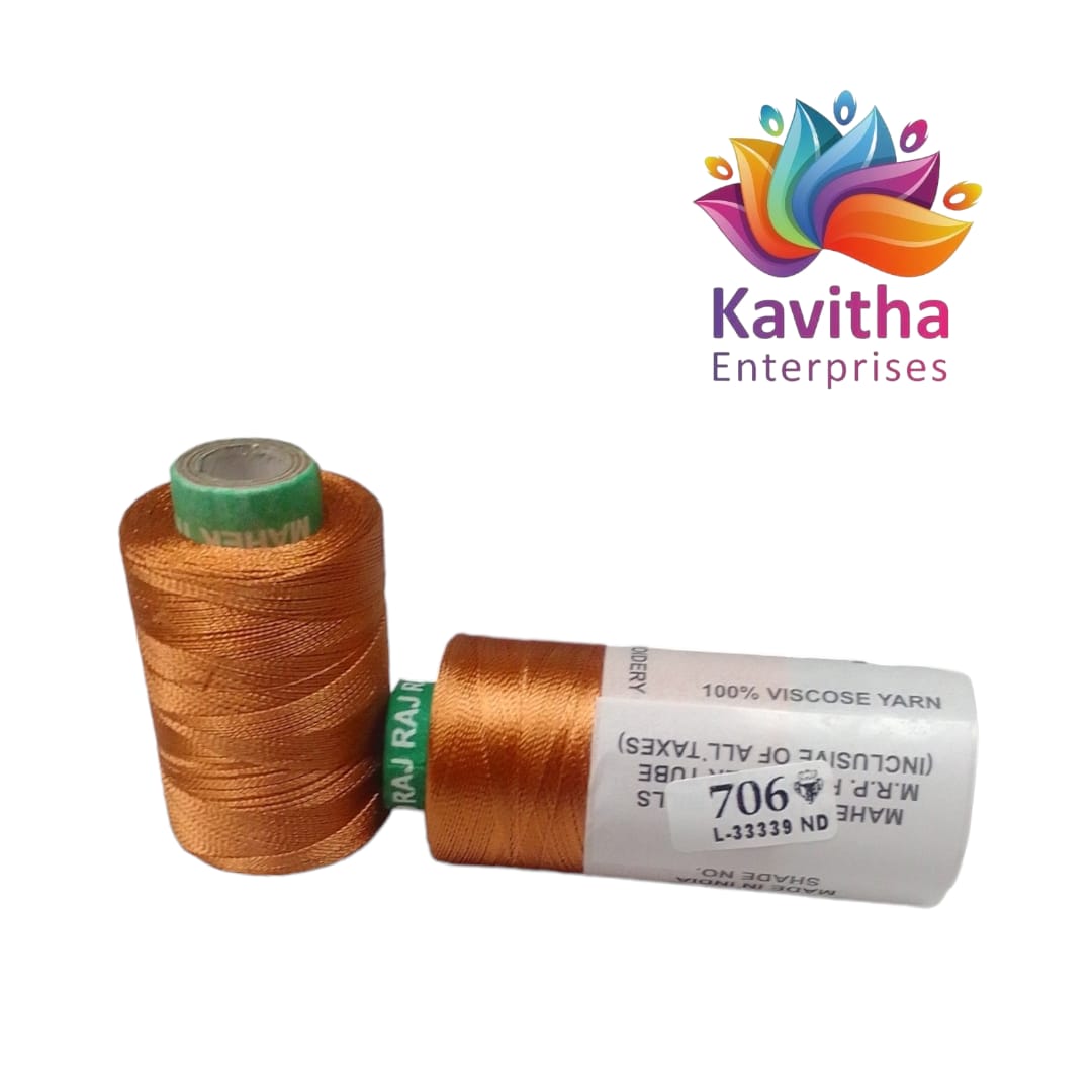 RAJ Company Silk Threads For Embroidery ,Saree tassels, craft - 1 Tube (800 meters, 20 Gram) Light Gold Colour shade No. 706