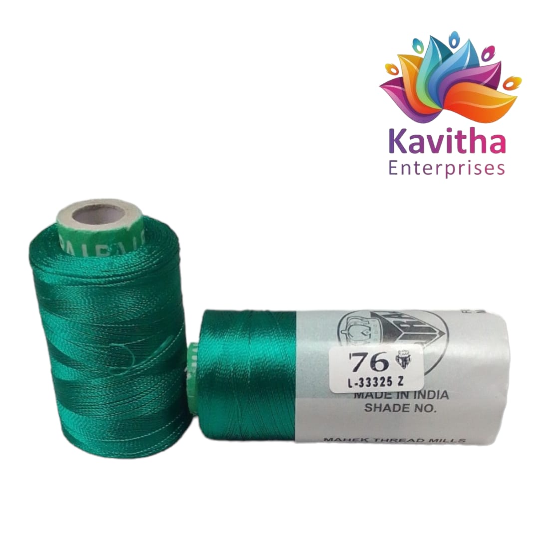 RAJ Company Silk Threads For Embroidery ,Saree tassels, craft - 1 Tube (800 meters, 20 Gram) Rama Green Colour Shade No.76