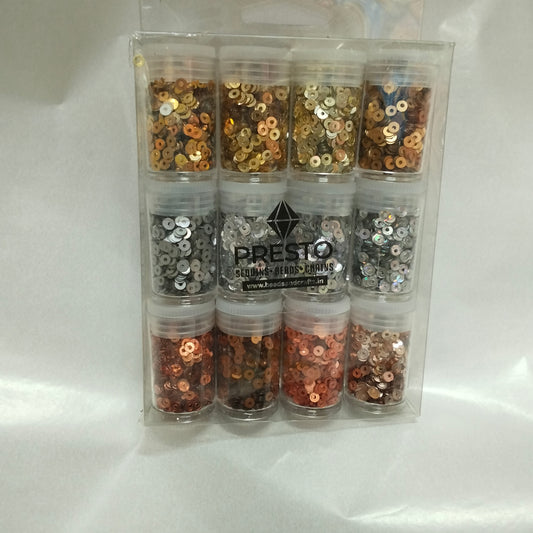 Presto metallic sequin (set of 12 colours)size 3 mm