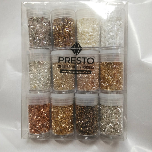 Presto cut beads glass beads ( set of 12 colours )