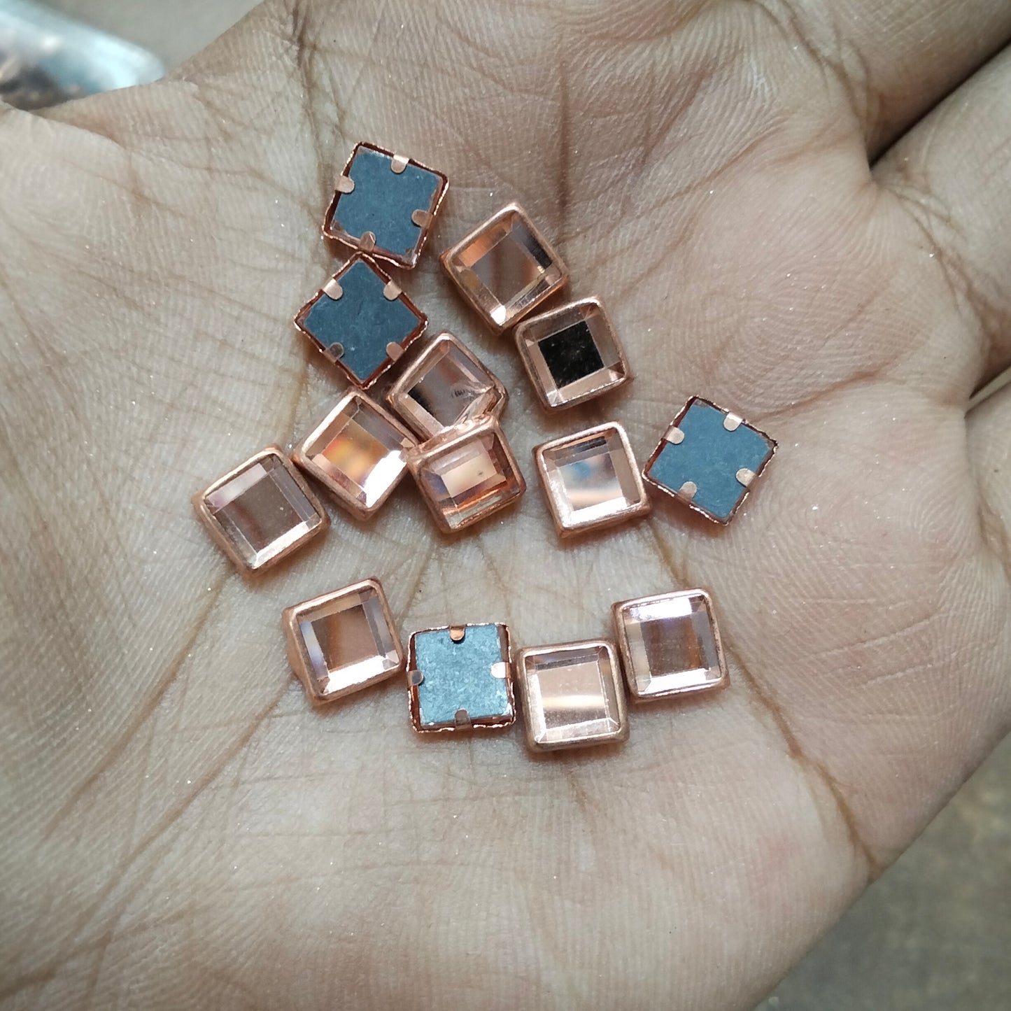 Copper Square Shape Fitting Kundan Stones for Silk Thread Jewelry ,Aari Work , Embrodery , Craft size 6*6