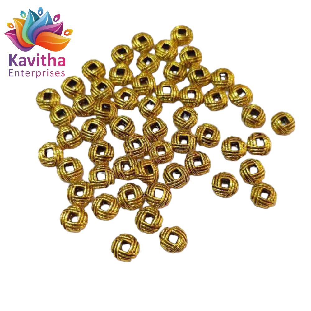 4MM, Antique Metal Gold Beads, For Jewelry ,Bracelet ,Necklace , Saree Tassels Making Sold By 40 Gram (Approx 160 Beads )
