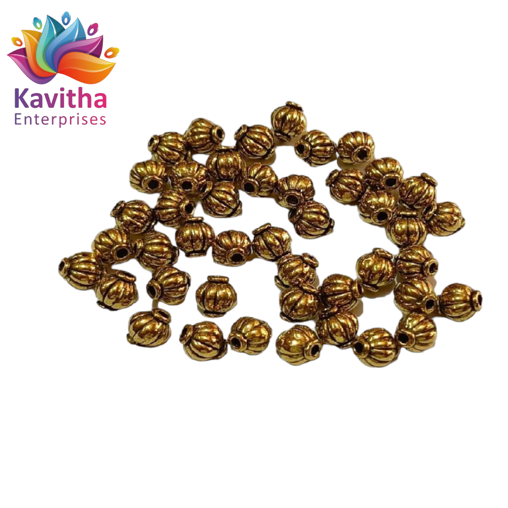 5MM, Antique Metal Gold Beads, For Jewelry ,Bracelet ,Necklace , Saree Tassels Making Sold By 40 Gram (Approx 70 Beads )