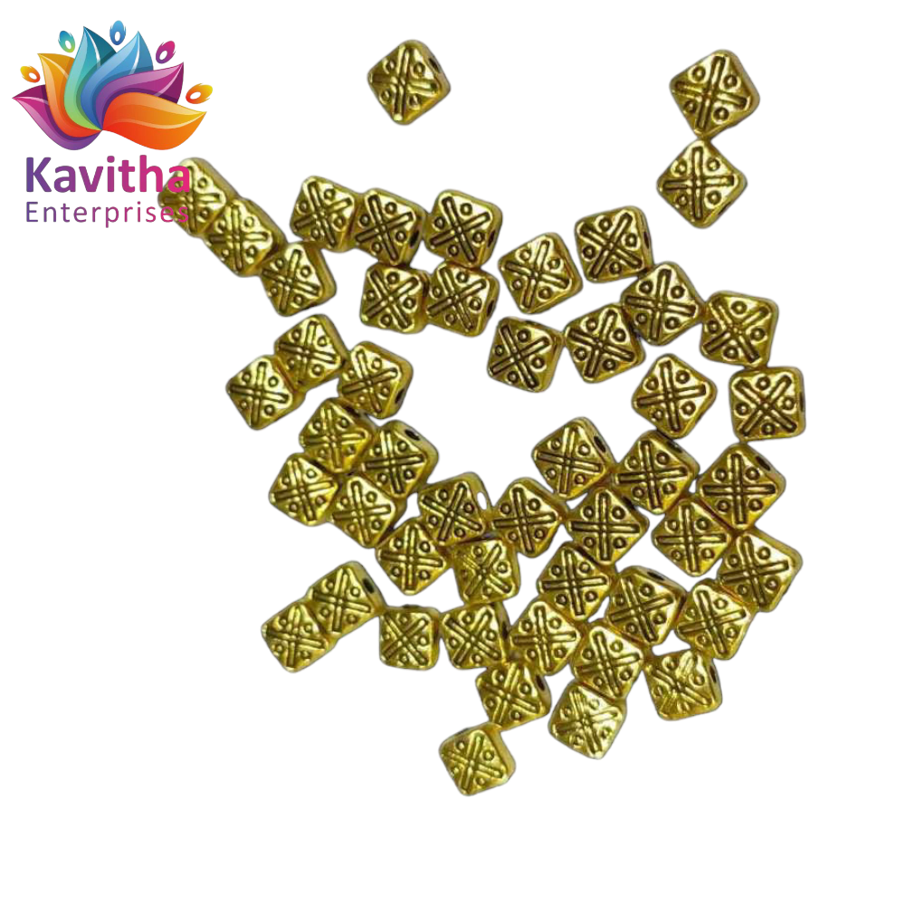 4MM, box Antique Metal Gold Beads, For Jewelry ,Bracelet ,Necklace , Saree Tassels Making Sold By 40 Gram (Approx 76 Beads )