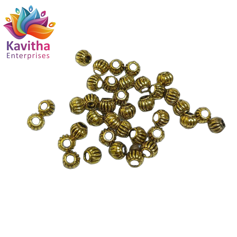 5MM, Antique Metal Gold Beads, For Jewelry ,Bracelet ,Necklace , Saree Tassels Making Sold By 40 Gram (Approx 100 Beads )