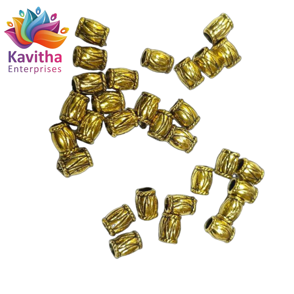 5MM, pipe Antique Metal Gold Beads, For Jewelry ,Bracelet ,Necklace , Saree Tassels Making Sold By 40 Gram (Approx 150 Beads )
