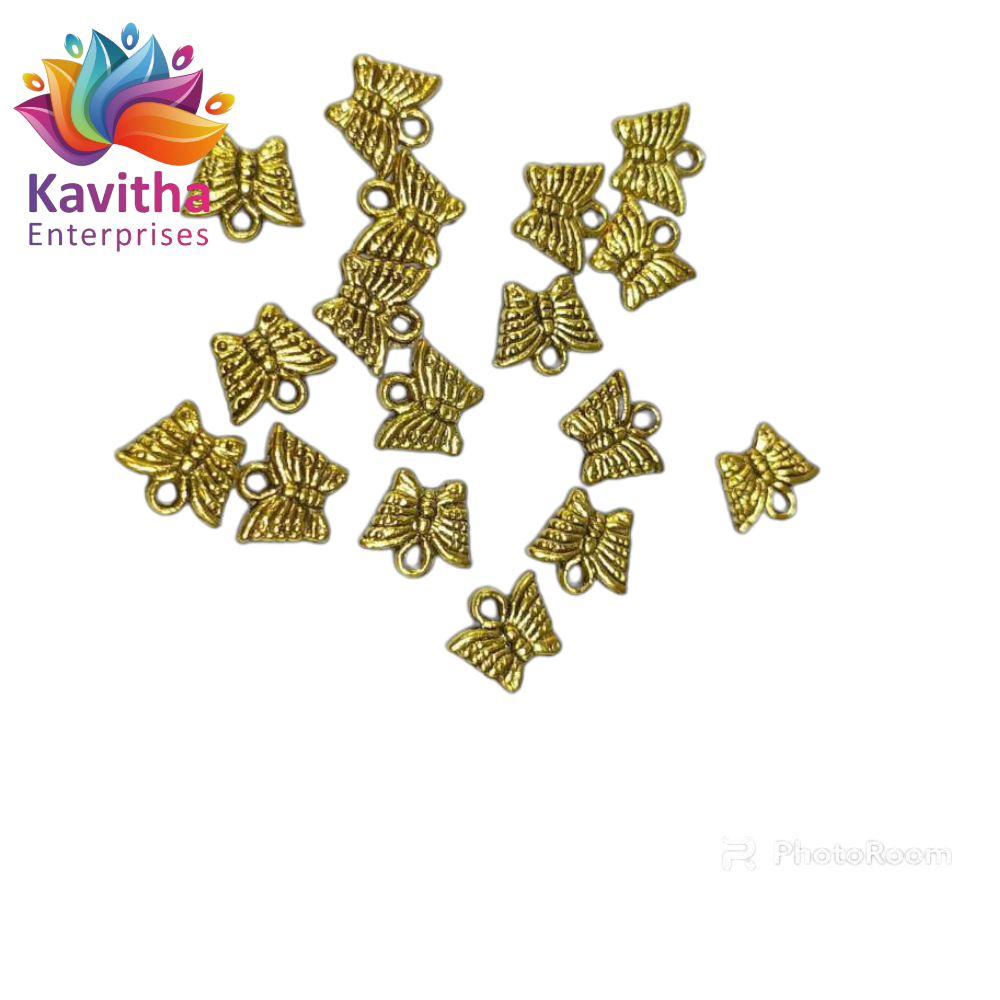 Butter Fly desing Antique Metal Gold Beads, For Jewelry ,Bracelet ,Necklace , Saree Tassels Making Sold By 40 Gram (Approx 90 Beads )