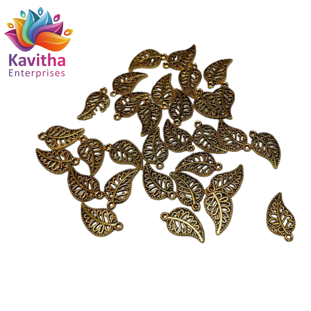 Leaf Design Antique Metal Gold Beads, For Jewelry ,Bracelet ,Necklace , Saree Tassels Making Sold By 40 Gram (Approx 56 Beads )