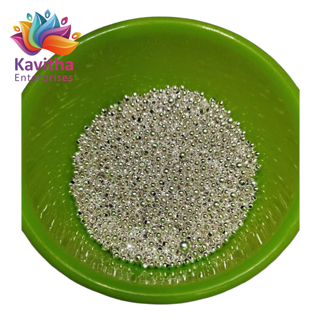 4mm CCB Plastic Beads Silver Color For Saree Tassels / kuchu , Jewelry ,craft ( 25 grm )SB33