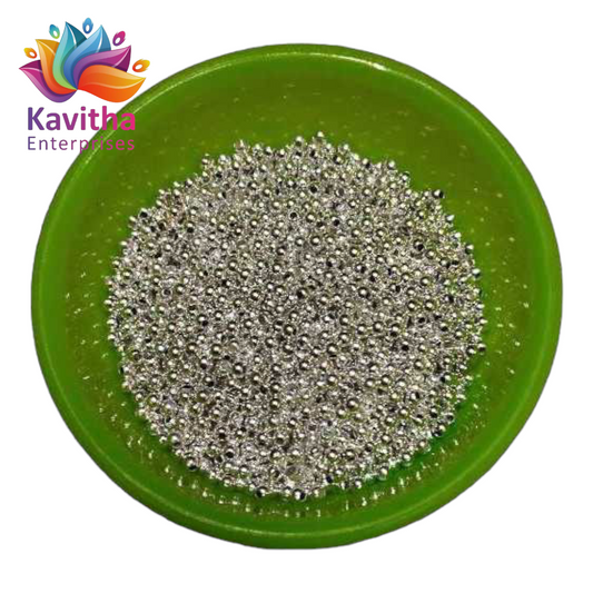 3mm CCB Plastic Beads Silver Color For Saree Tassels / kuchu , Jewelry ,craft ( 25 grm )SB35