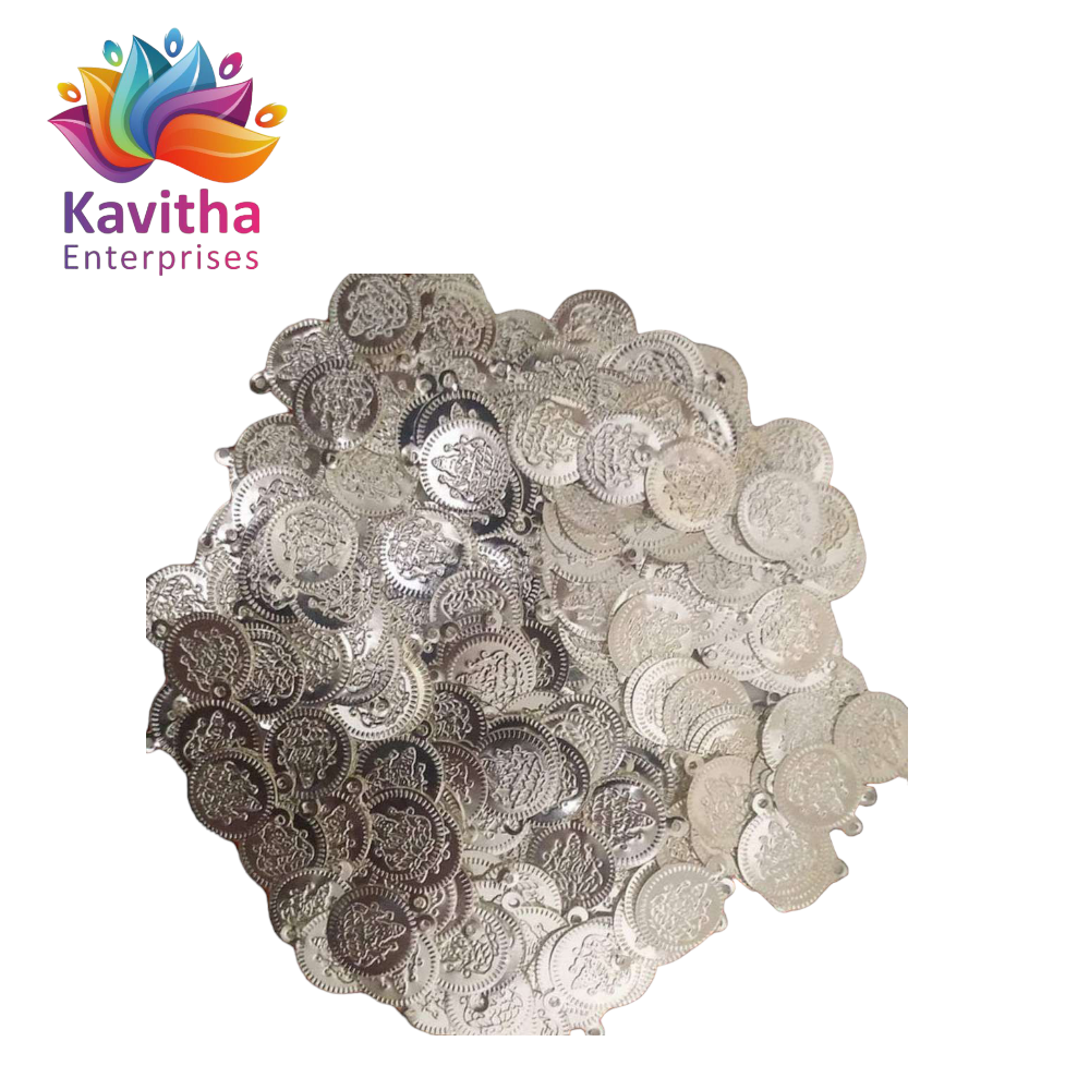 Silver Lakshmi Coin for Aari Work, Embroidery Pack of 50Grams