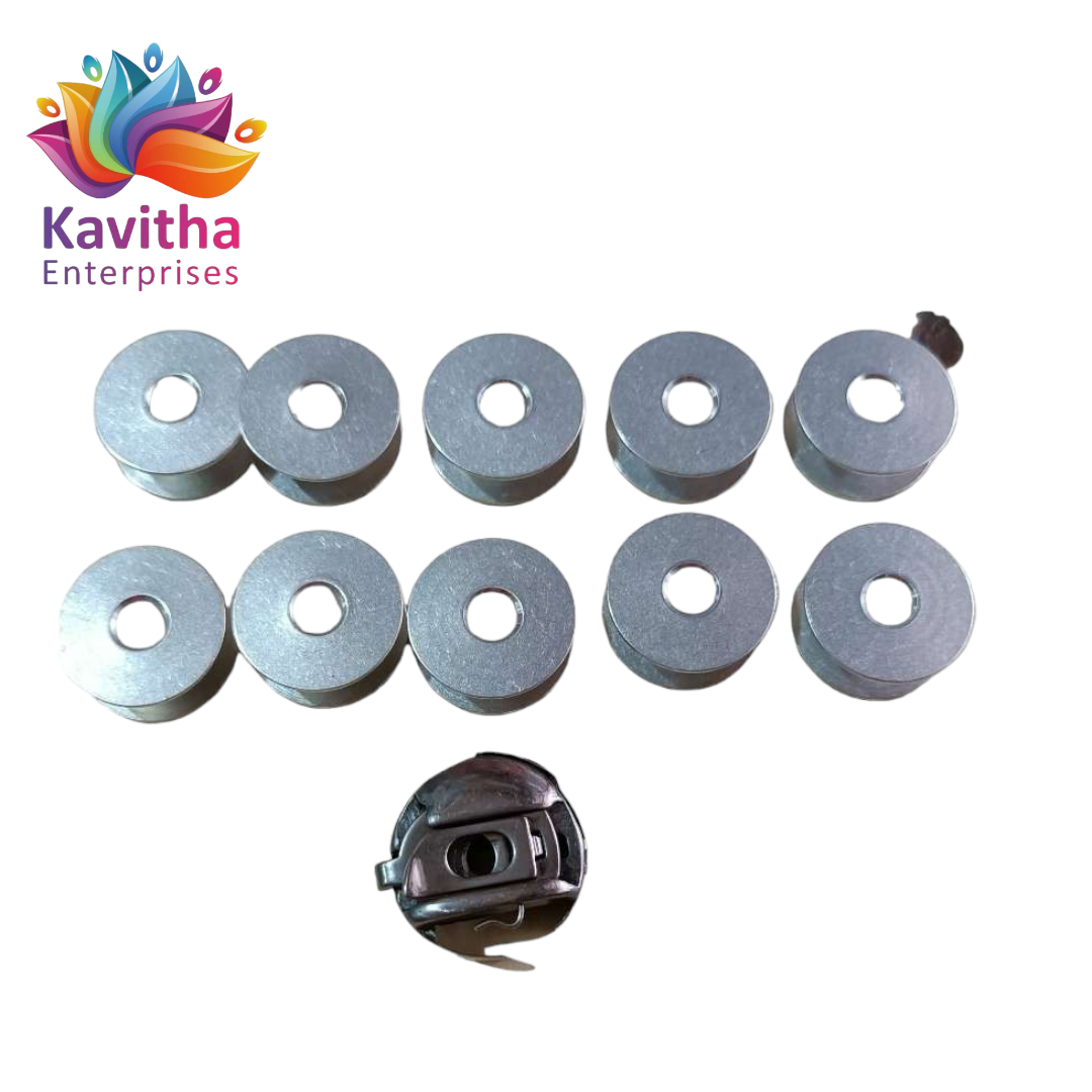 Power Machine Bobbins and Case (Pack of 10 Bobbins and 1 Case )