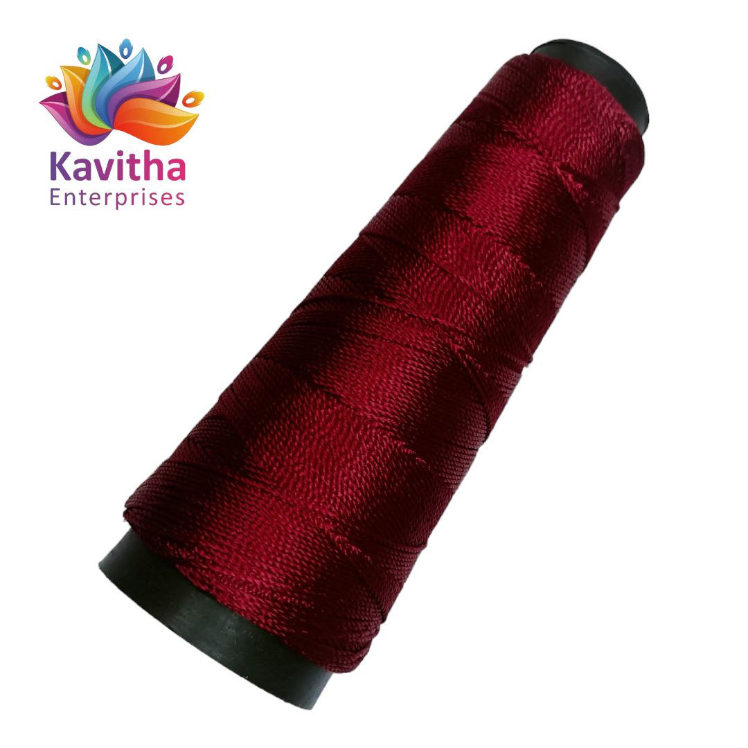 Kamal Kahdi Crochet Cone Threads, dark red Color, Pack of 1 Cones