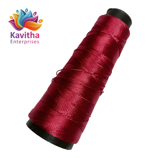 Kamal Kahdi Crochet Cone Threads,dark Red Color, Pack of 1 Cones