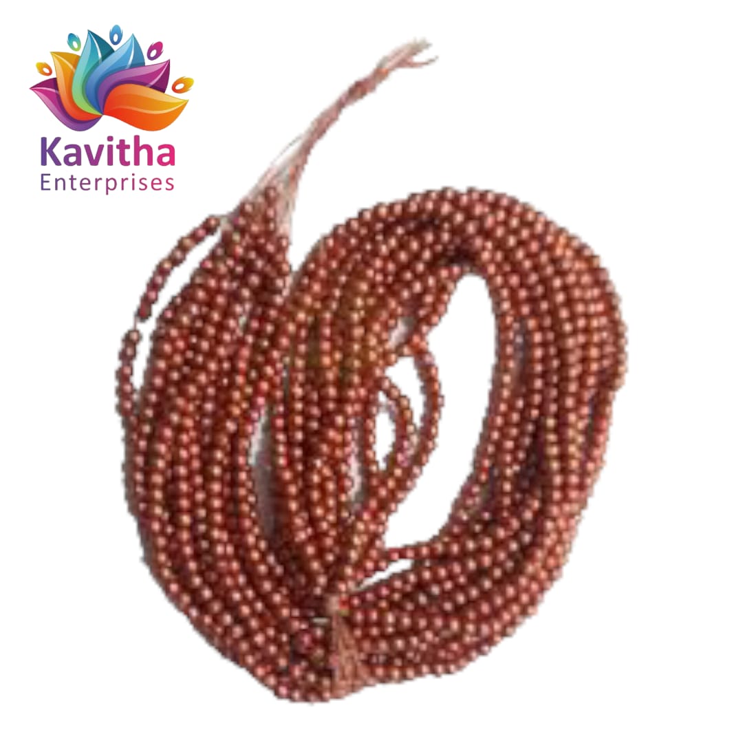 2mm,3mm,4mm Copper Colour Beads for Aari, Embroidery , Saree Tesslse (Pack of 1 Bunch 12 Lines)