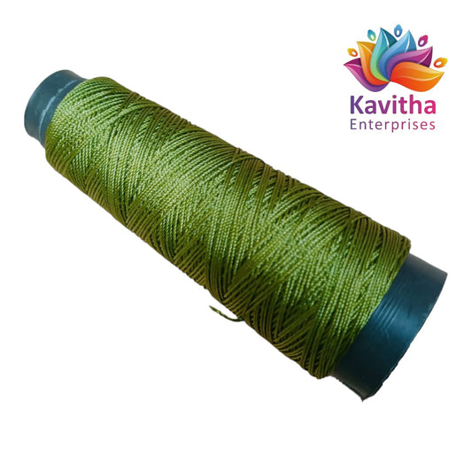 Kamal Kahdi Crochet Cone Threads,Mehndi Green Color, Pack of 1 Cones