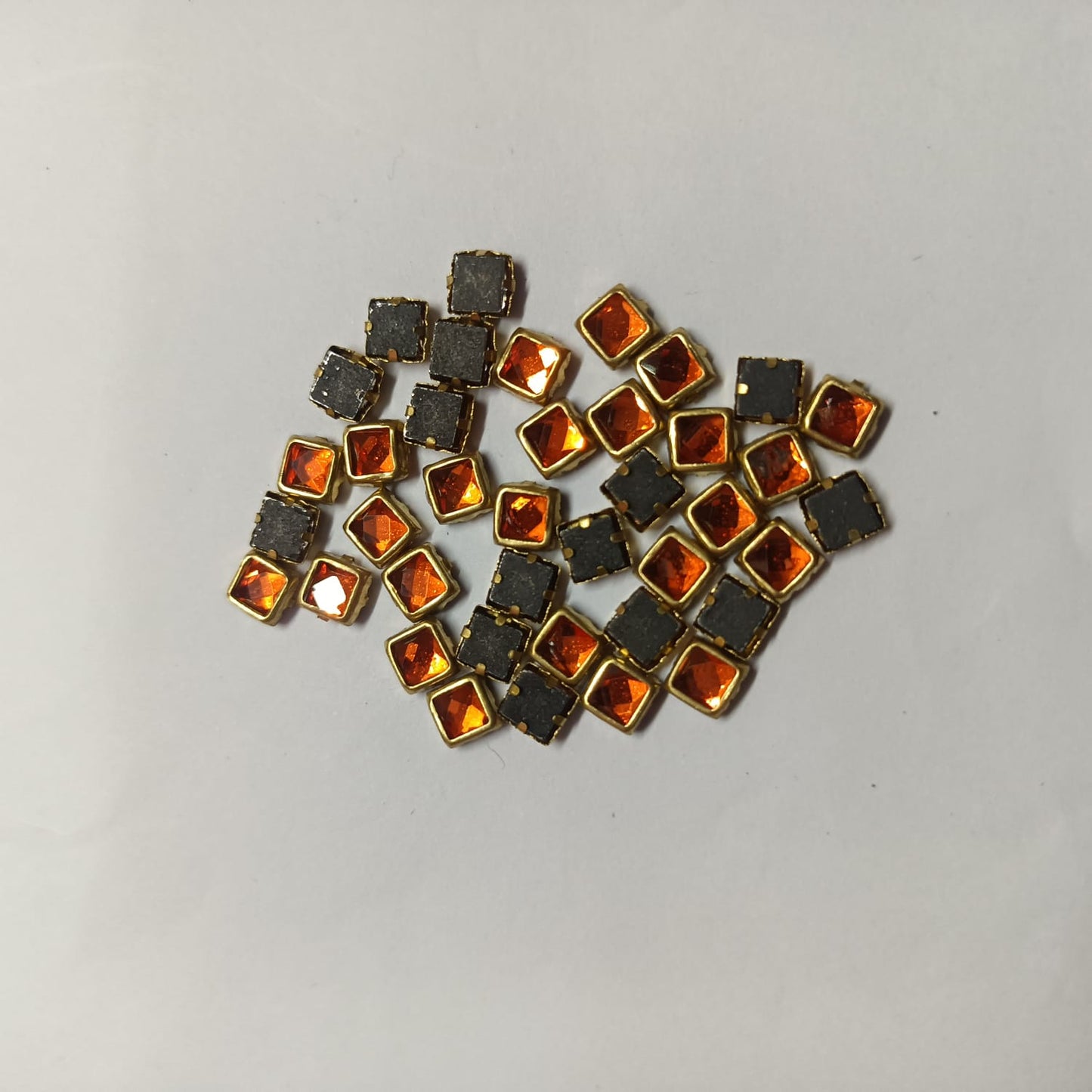 Glass Fitting Colour Kundan Stones for Embroidery, Craft and Jewellery Making (4 X 4 Squre Shape) 12 Colour Each 10 Gram