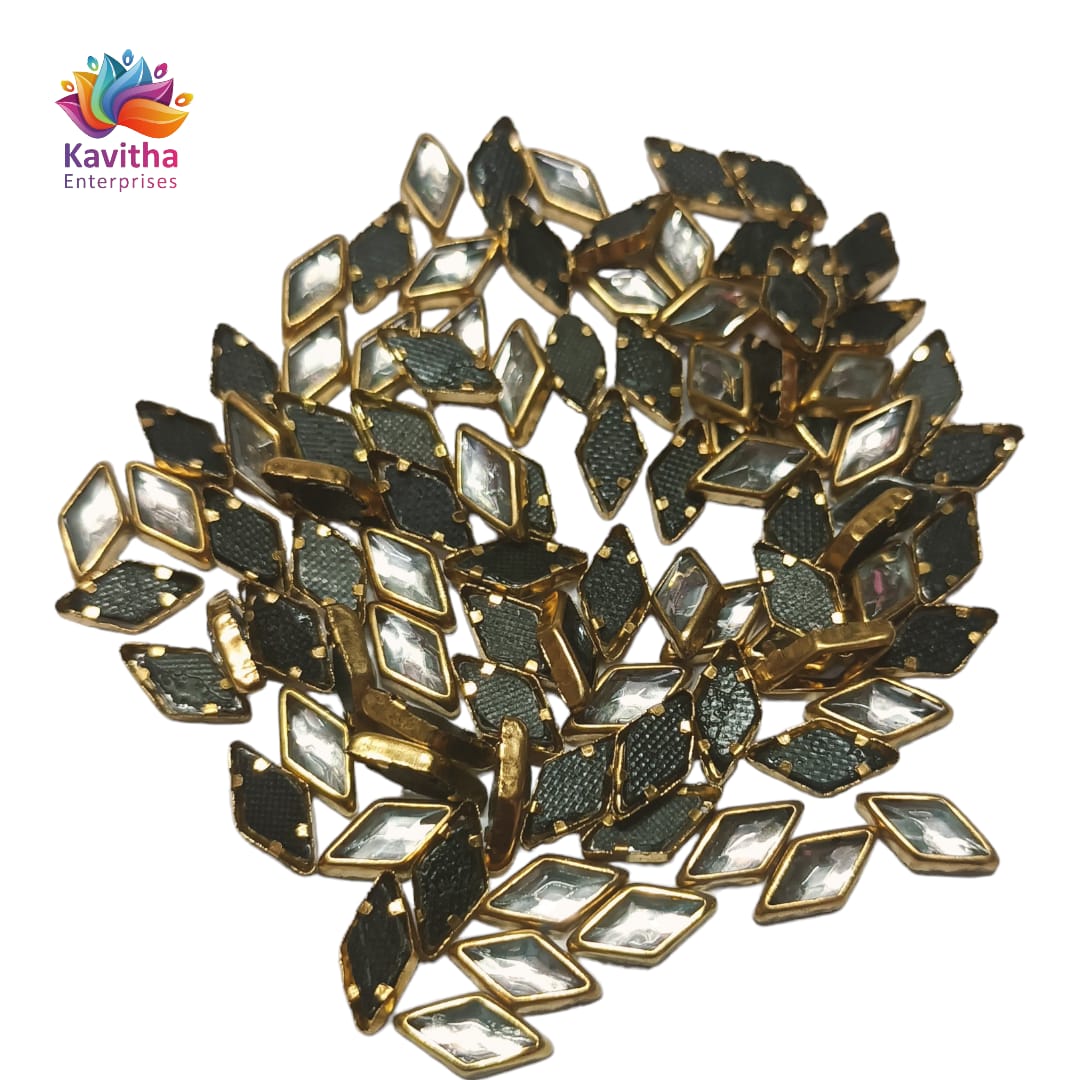 "White Rectangle Kundan Stones for Silk Thread Jewelry, Aari Work, Embroidery, and Craft - Available in 20g, 50g, and 100g Packs"