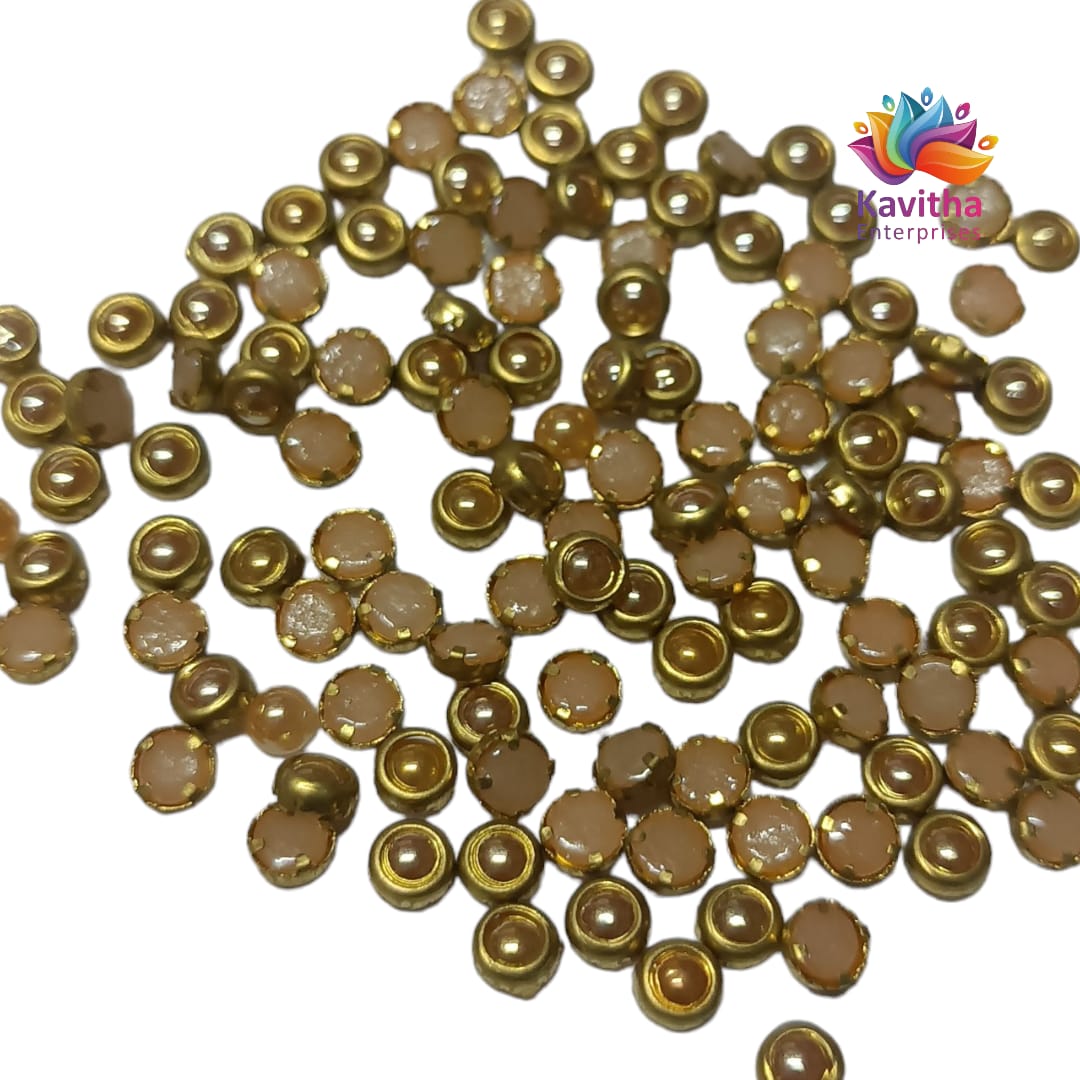 Ceramic Kundan Beads Stones for Aari Work Jewellery Making – Round Shape (3mm, 4mm, 5mm) – Available in 20g, 50g, 100g Packs