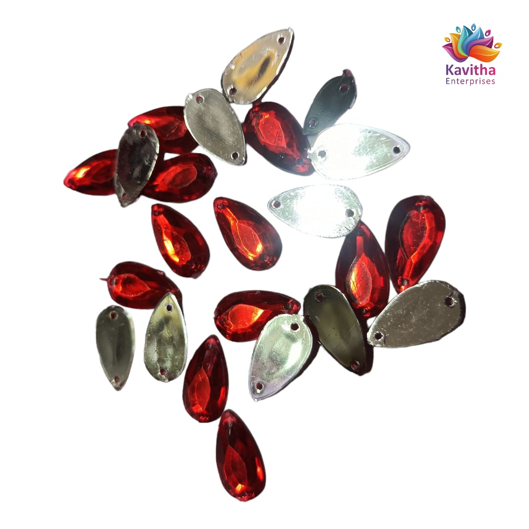 Kundan Thilak Stones with Hole – 16x9mm, Assorted Colors, 10g/50g Packs
