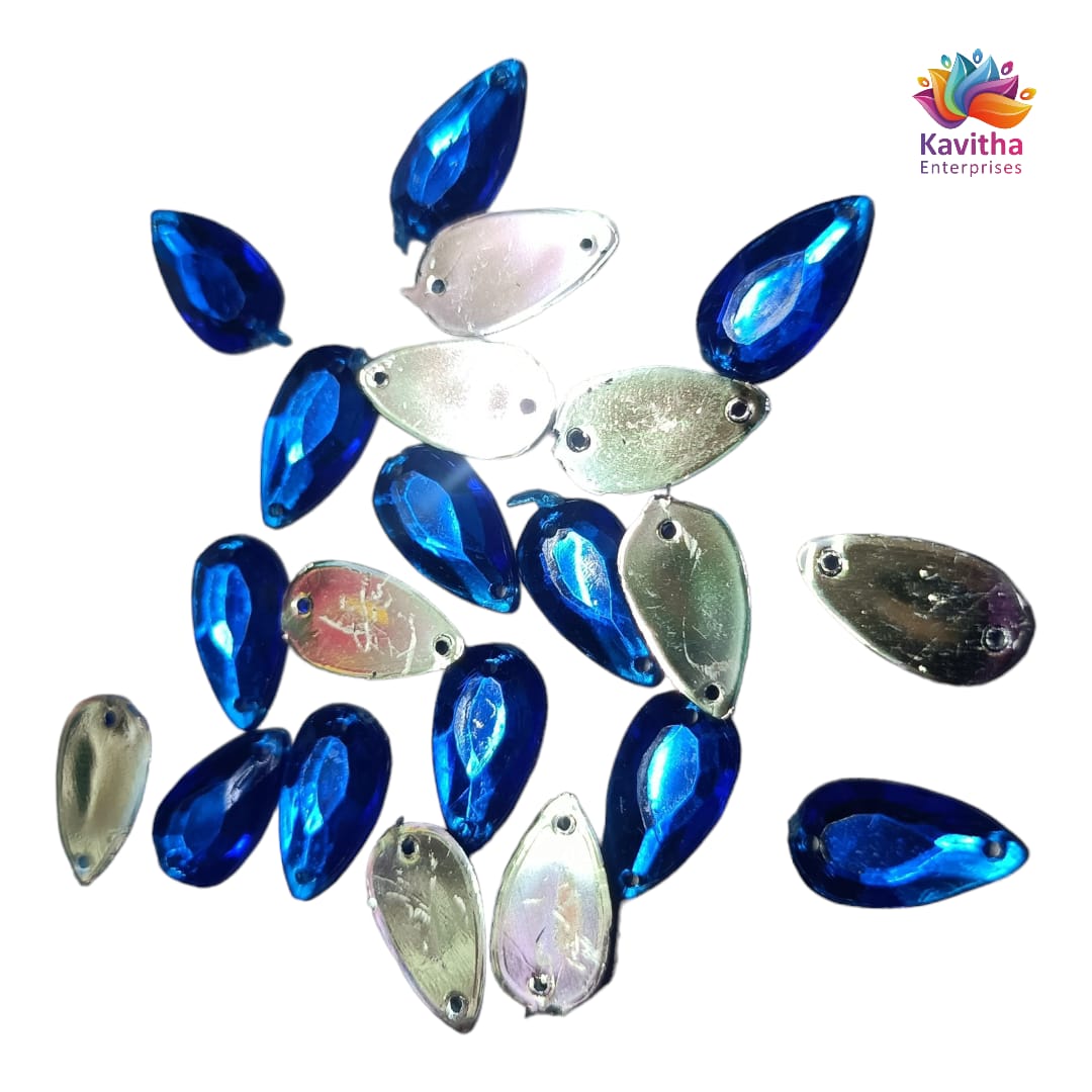 Kundan Thilak Stones with Hole – 16x9mm, Assorted Colors, 10g/50g Packs