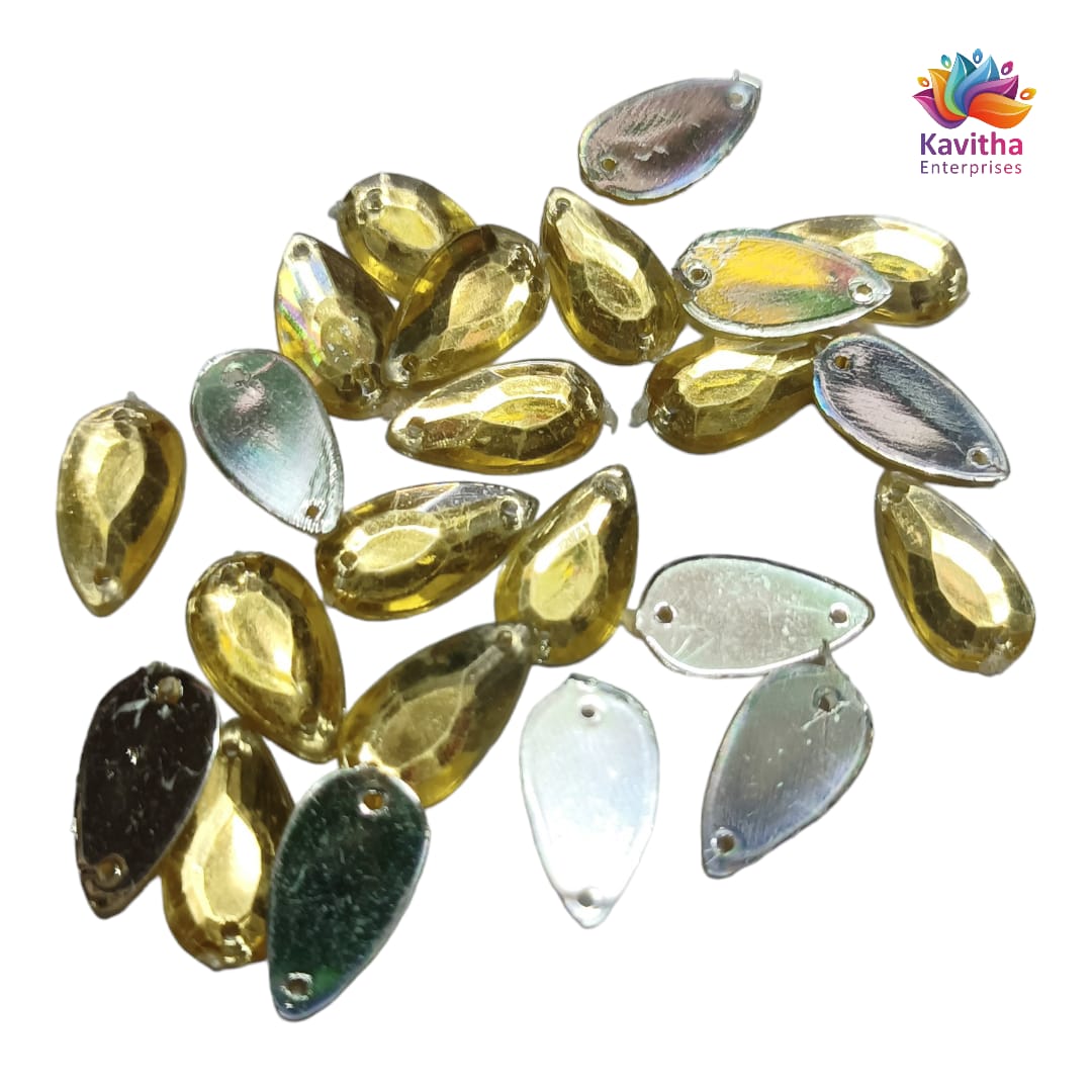 Kundan Thilak Stones with Hole – 16x9mm, Assorted Colors, 10g/50g Packs