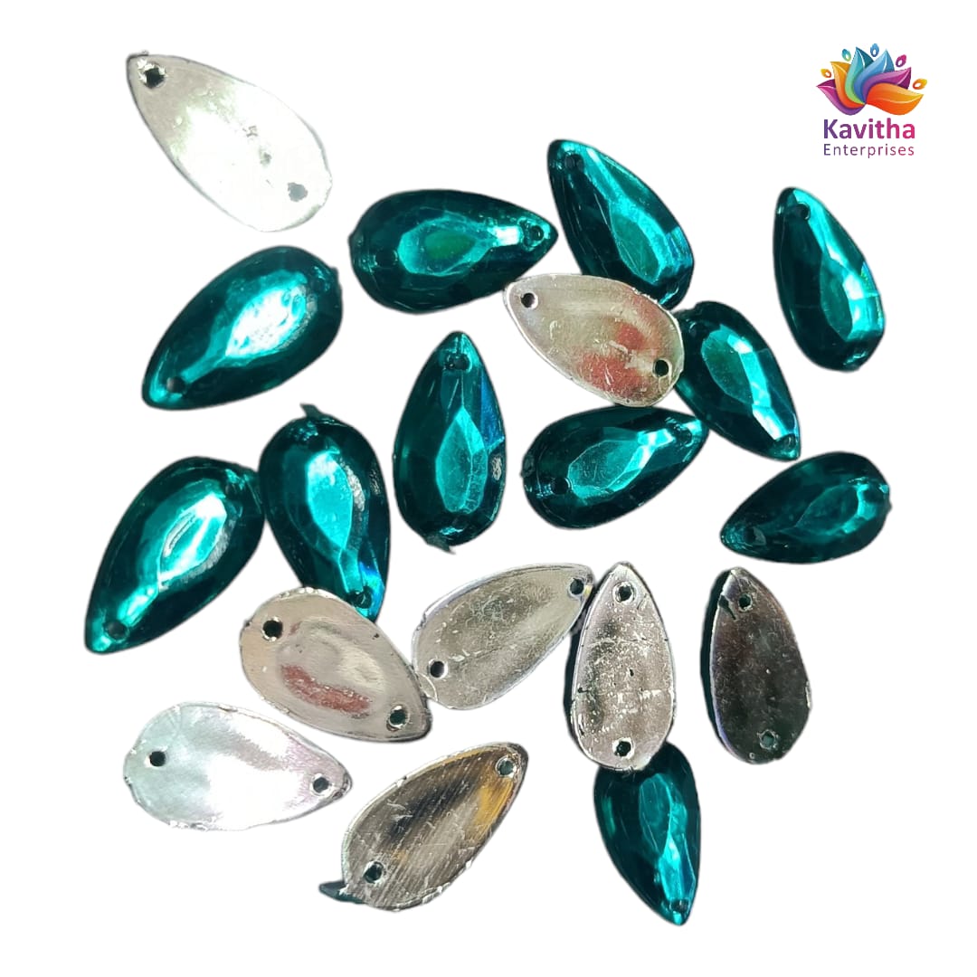 Kundan Thilak Stones with Hole – 16x9mm, Assorted Colors, 10g/50g Packs