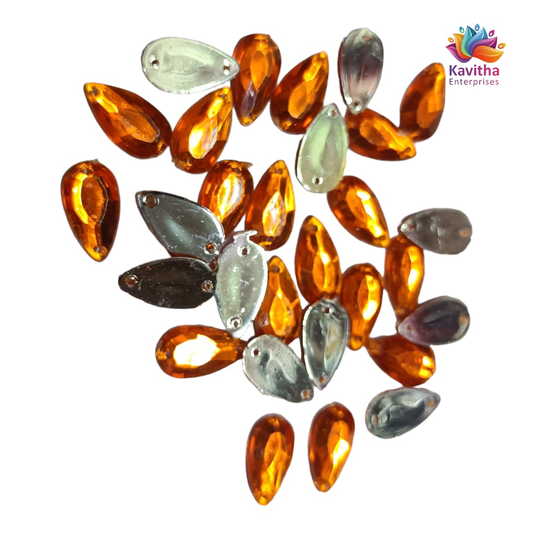 Kundan Thilak Stones with Hole – 16x9mm, Assorted Colors, 10g/50g Packs