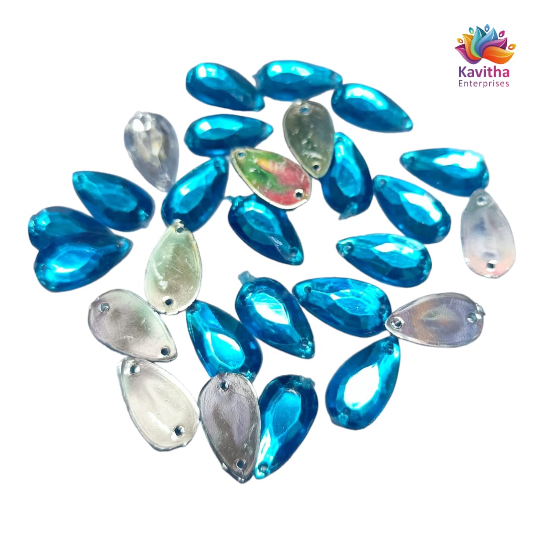 Kundan Thilak Stones with Hole – 16x9mm, Assorted Colors, 10g/50g Packs