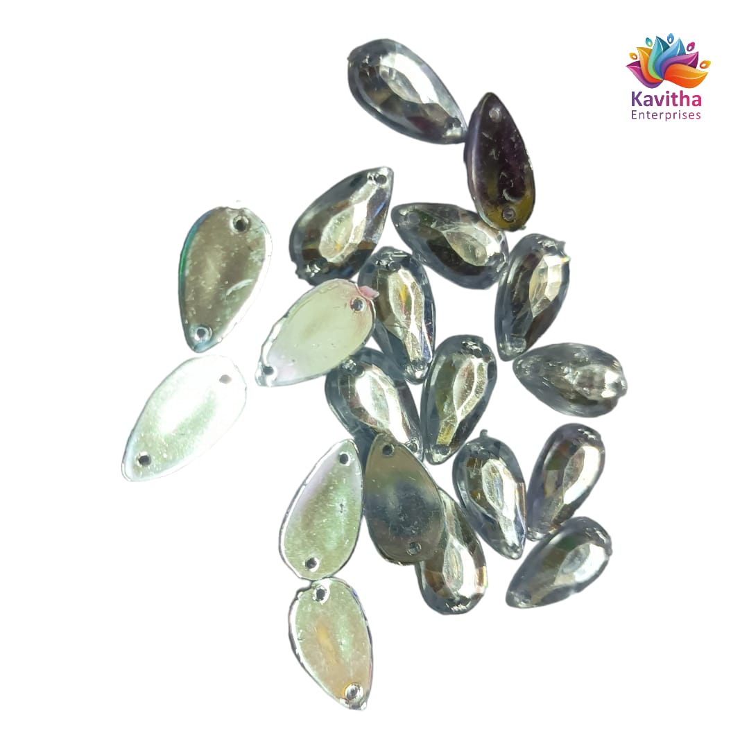 Kundan Thilak Stones with Hole – 16x9mm, Assorted Colors, 10g/50g Packs