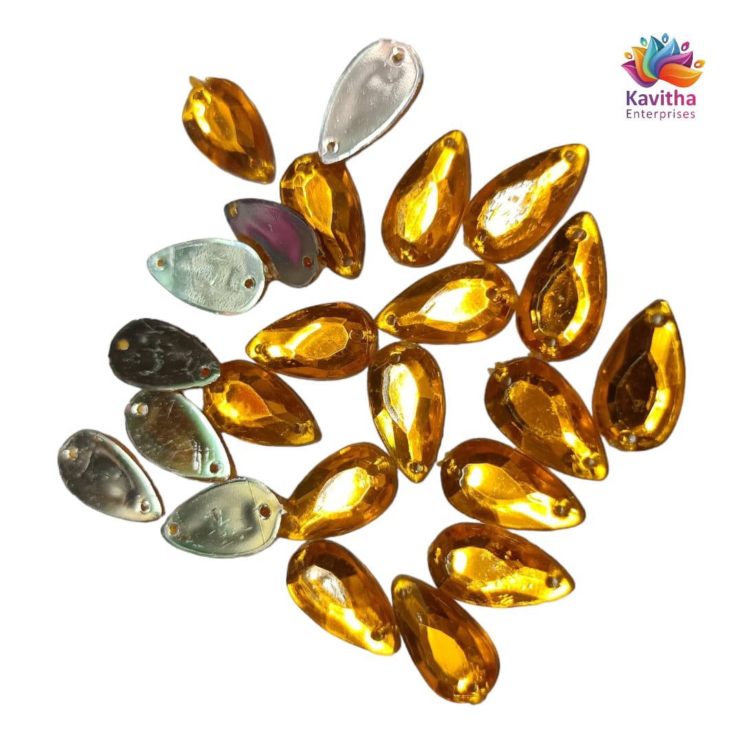 Kundan Thilak Stones with Hole – 16x9mm, Assorted Colors, 10g/50g Packs