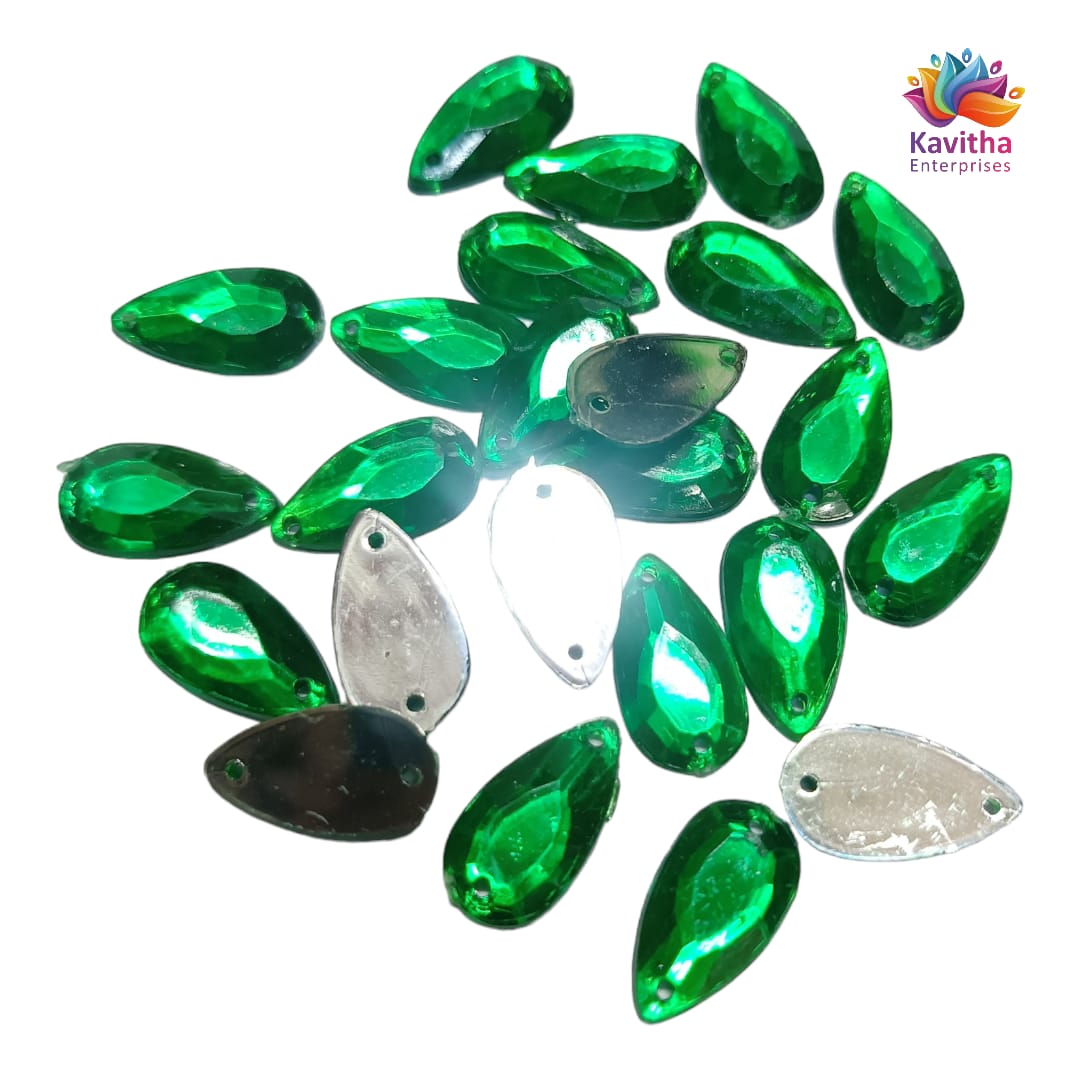 Kundan Thilak Stones with Hole – 16x9mm, Assorted Colors, 10g/50g Packs
