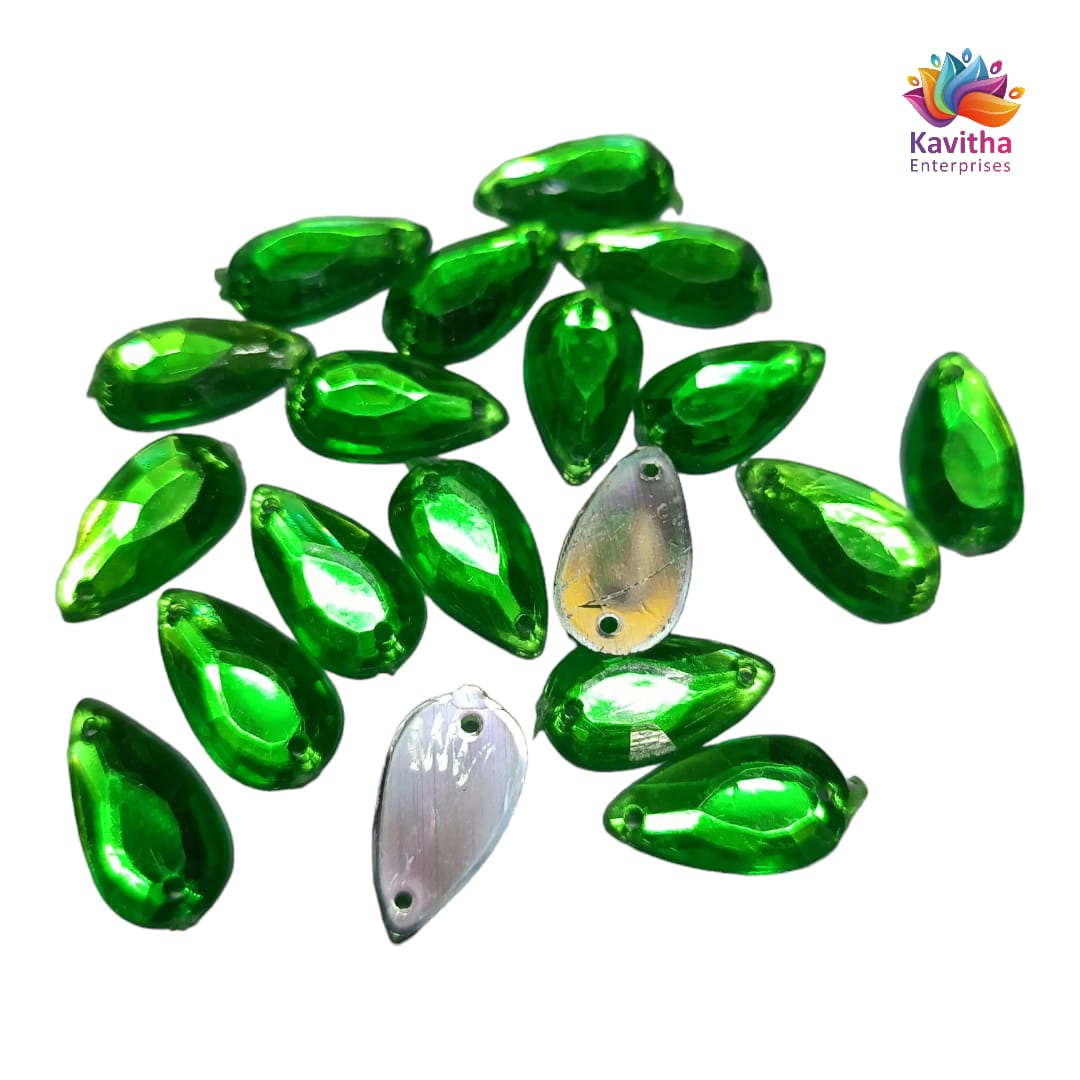 Kundan Thilak Stones with Hole – 16x9mm, Assorted Colors, 10g/50g Packs