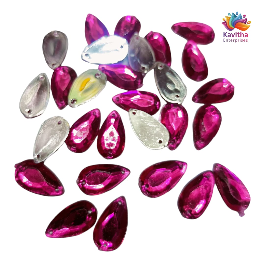 Kundan Thilak Stones with Hole – 16x9mm, Assorted Colors, 10g/50g Packs