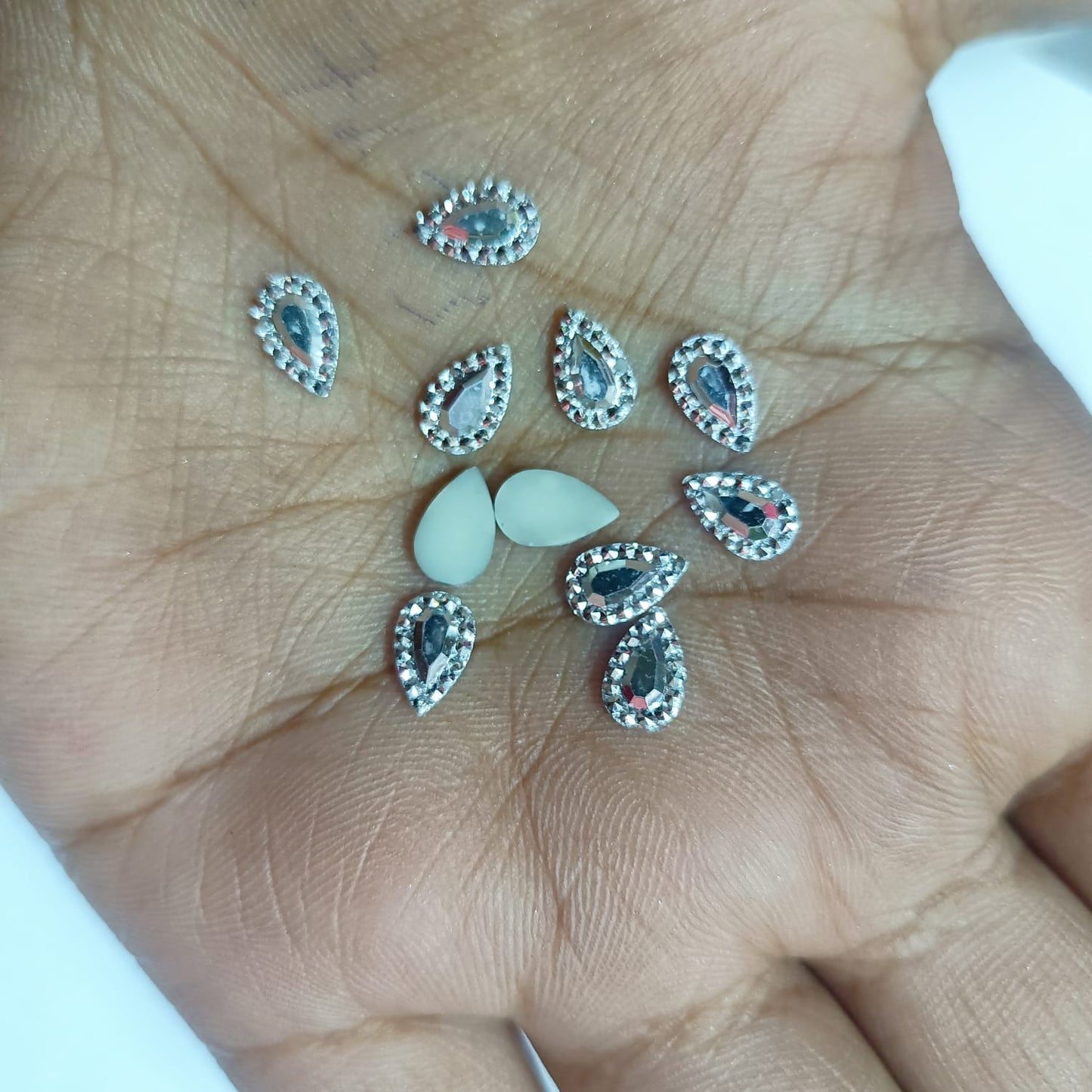 5*8mm ,Tilak Silver Stone for Embroidery, Jewelry, and Craft - Pack of 10g / 50g