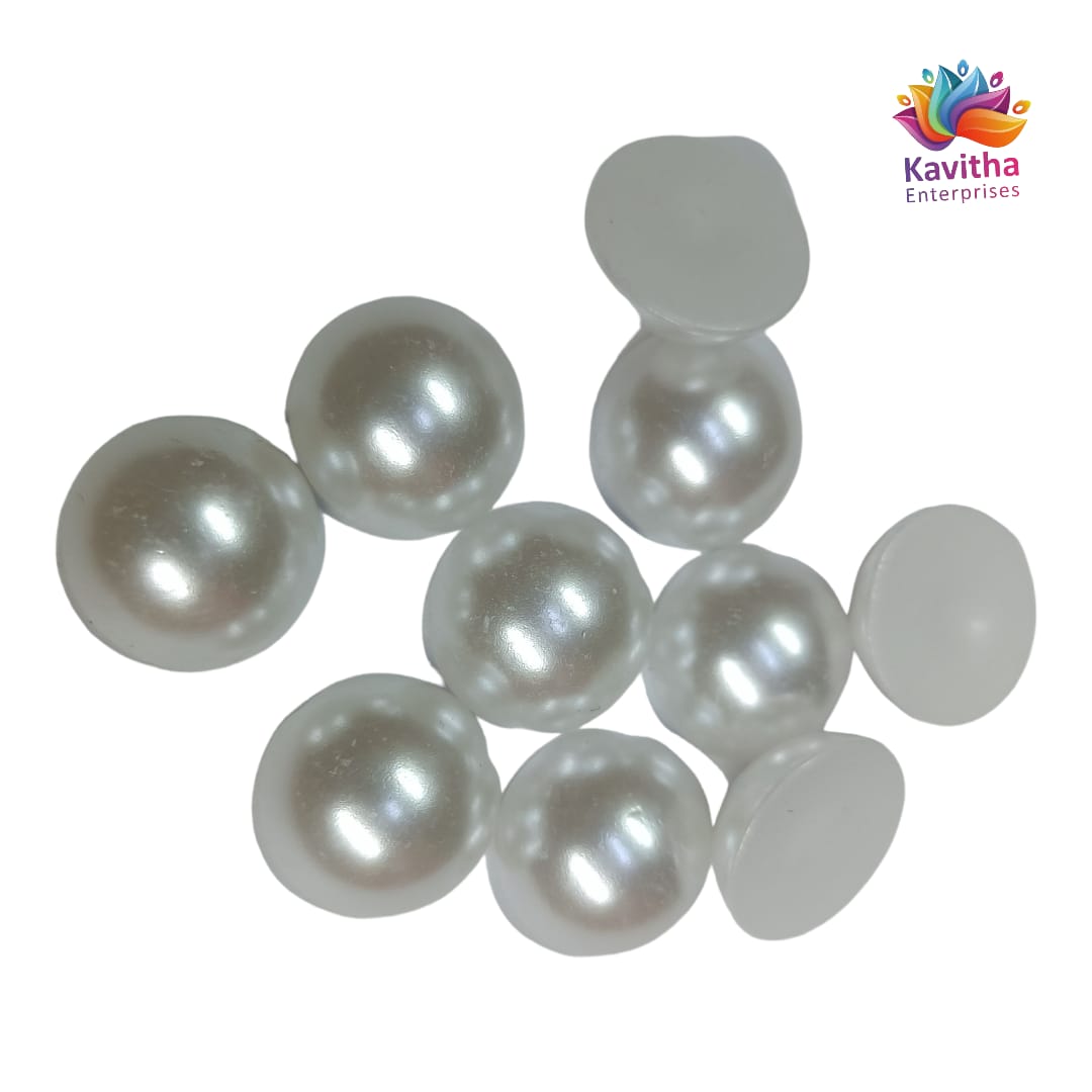 White Colour Half Round Beads – 4mm, 5mm, 6mm,8mm – 10g & 50g Packs for Embroidery, Jewelry, and Crafts