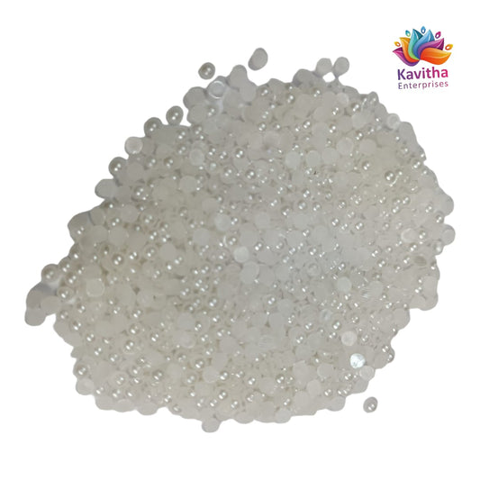 White Colour Half Round Beads – 4mm, 5mm, 6mm,8mm – 10g & 50g Packs for Embroidery, Jewelry, and Crafts