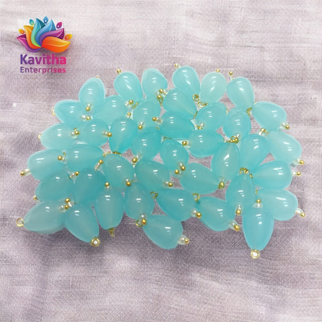 Oval Shape Glass Hanging Beads 10mm, for Blouse Design, Jewellery Making, Embroidery, and Dress Decoration - Pack of 100 Pcs (30+ Colors Available)