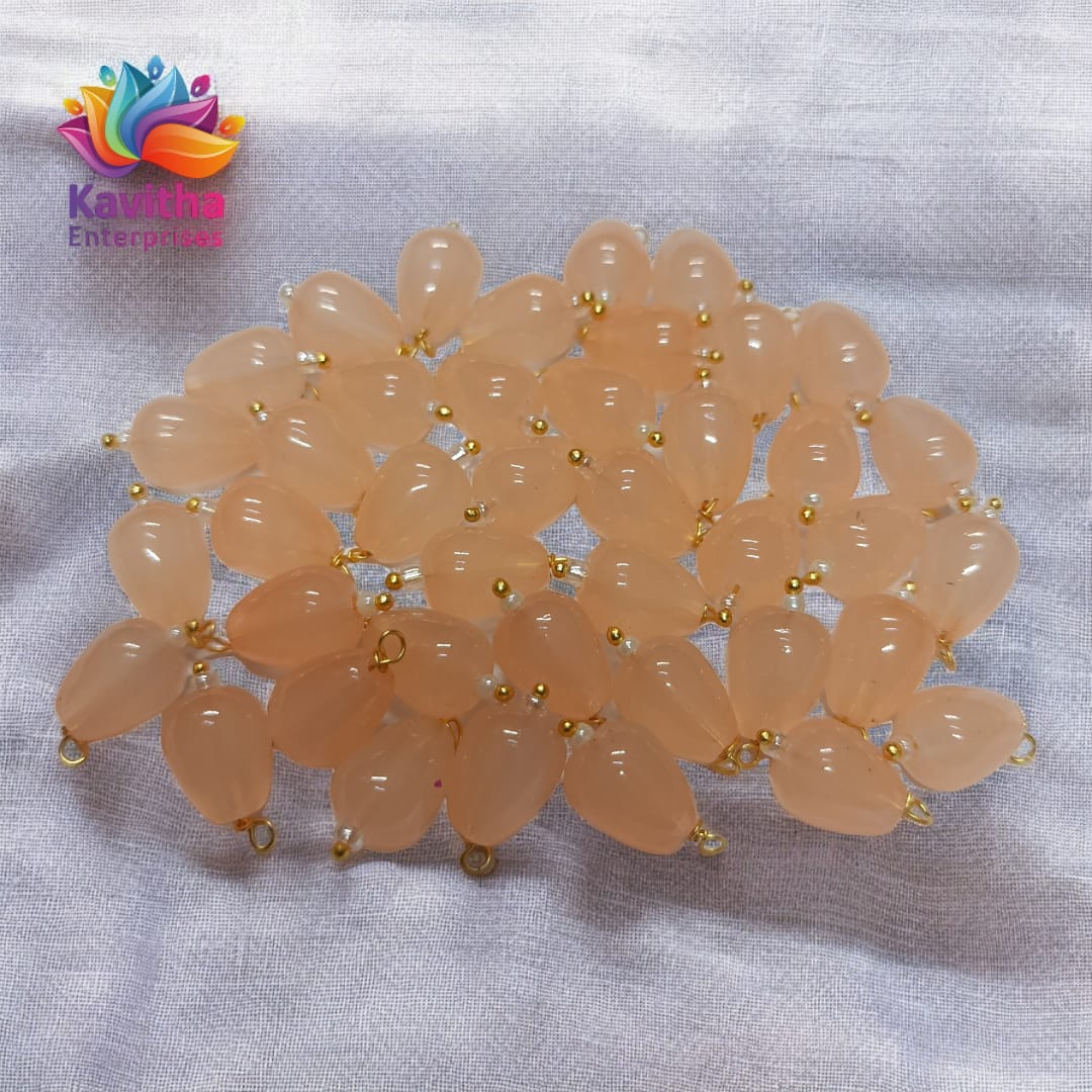 Oval Shape Glass Hanging Beads 10mm, for Blouse Design, Jewellery Making, Embroidery, and Dress Decoration - Pack of 100 Pcs (30+ Colors Available)