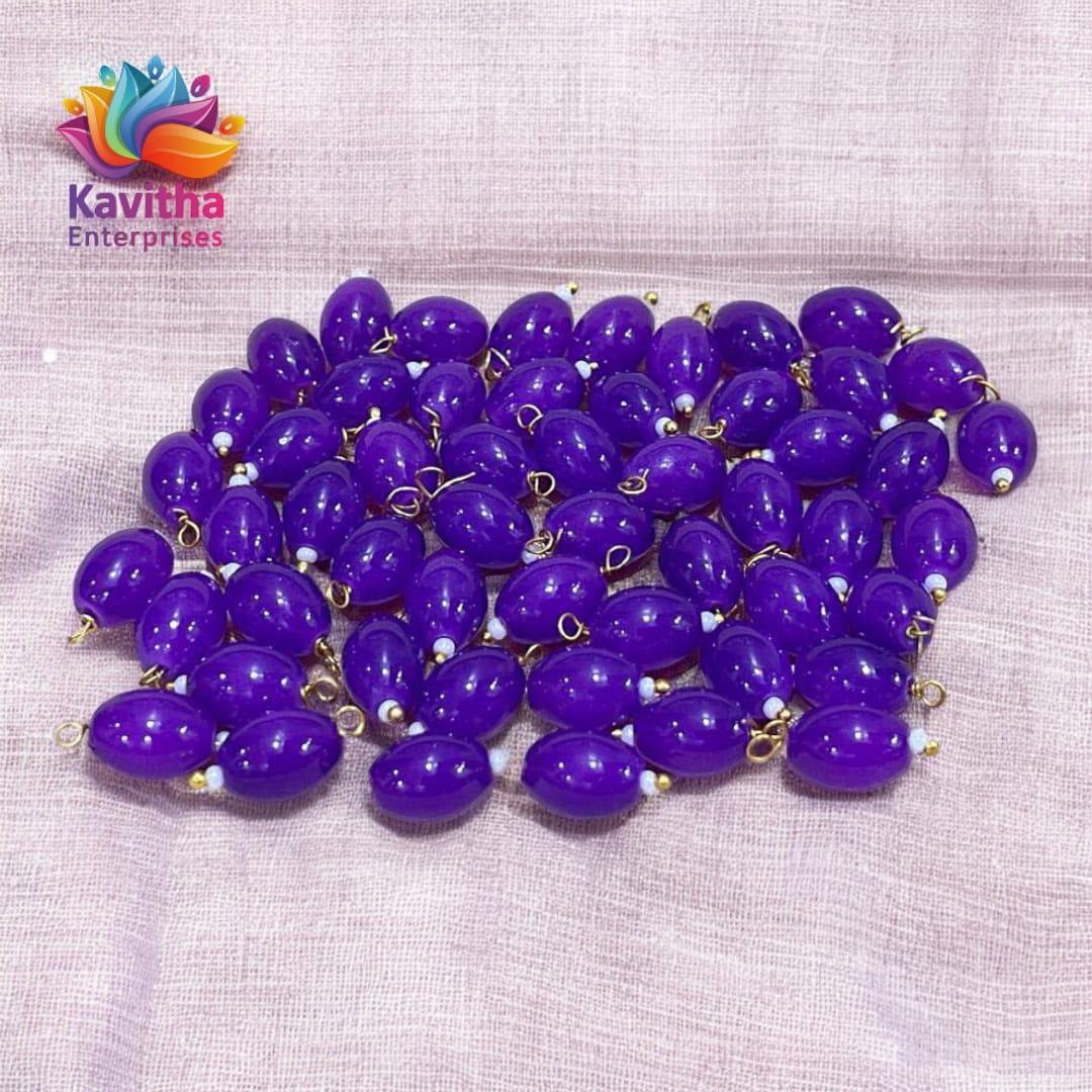 Oval Shape Glass Hanging Beads 10mm, for Blouse Design, Jewellery Making, Embroidery, and Dress Decoration - Pack of 100 Pcs (30+ Colors Available)