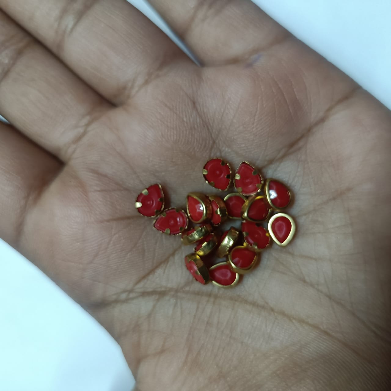 20g Pack of Tilak Shape Stones for Aari Embroidery and Jewelry Making – Available in Red, Green, Pink, Yellow, Purple, Blue, and More