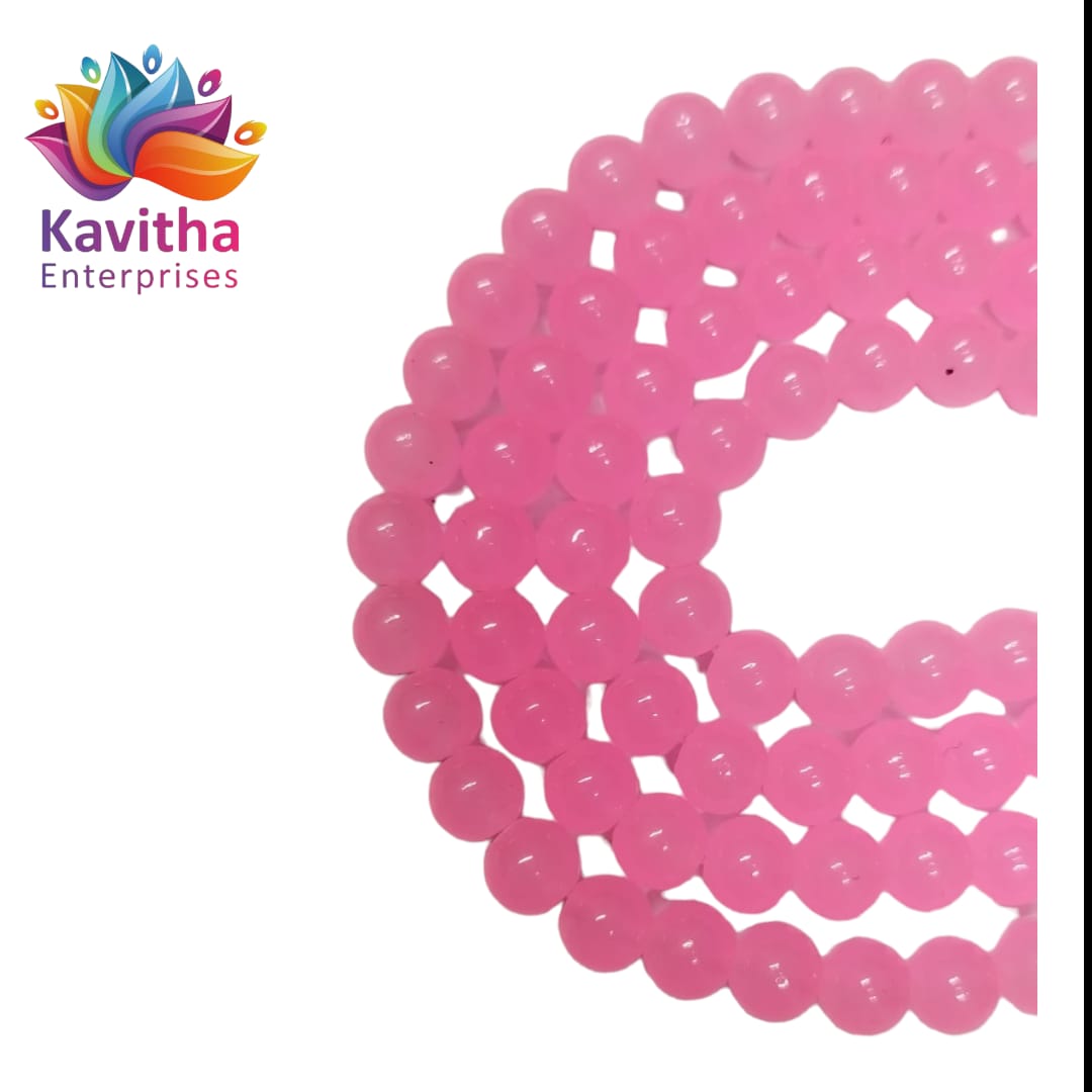 8mm Glass Beads for Jewelry and Bracelet Making weight 50 gram - Available in Multiple Colors (Pack of 1 String, 100 Beads)