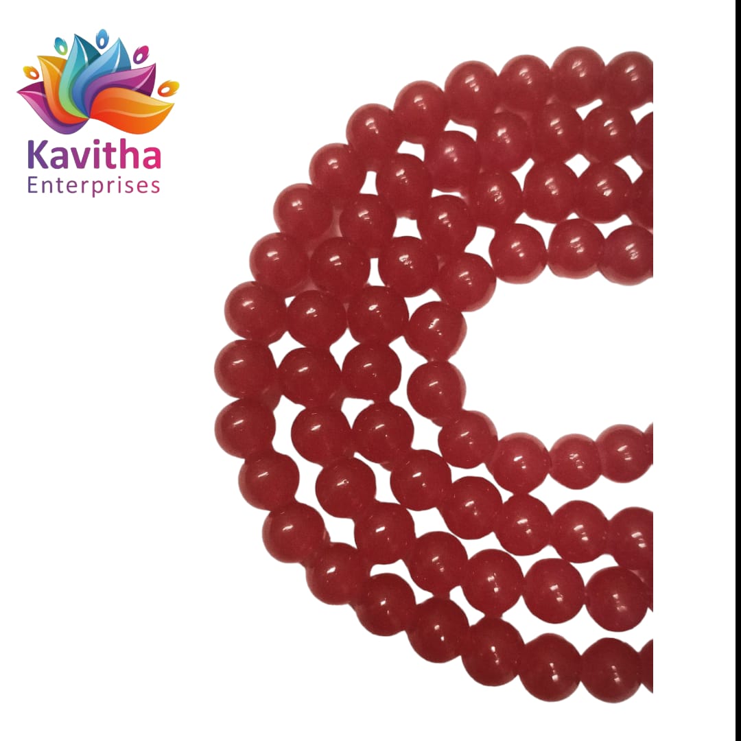 8mm Glass Beads for Jewelry and Bracelet Making weight 50 gram - Available in Multiple Colors (Pack of 1 String, 100 Beads)