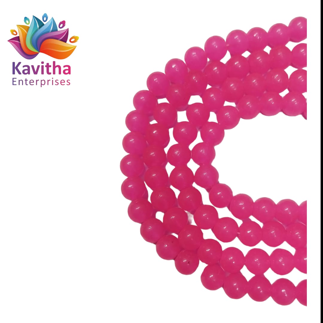8mm Glass Beads for Jewelry and Bracelet Making weight 50 gram - Available in Multiple Colors (Pack of 1 String, 100 Beads)