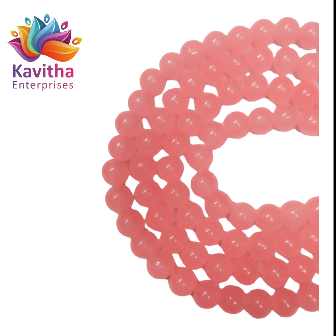 8mm Glass Beads for Jewelry and Bracelet Making weight 50 gram - Available in Multiple Colors (Pack of 1 String, 100 Beads)