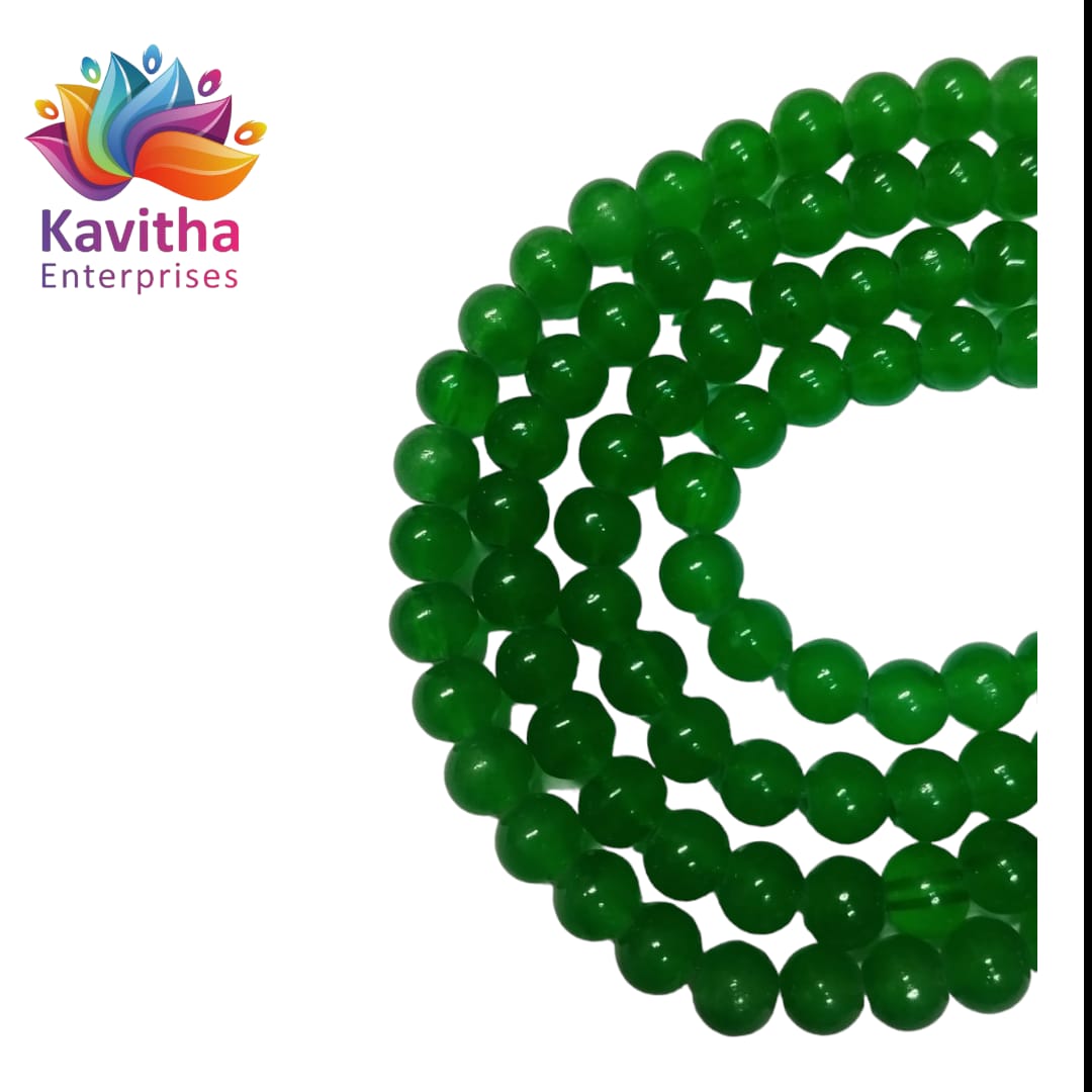 8mm Glass Beads for Jewelry and Bracelet Making weight 50 gram - Available in Multiple Colors (Pack of 1 String, 100 Beads)